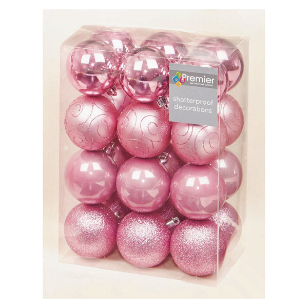 60mm Multi Finish Balls Pack 24 - Pink