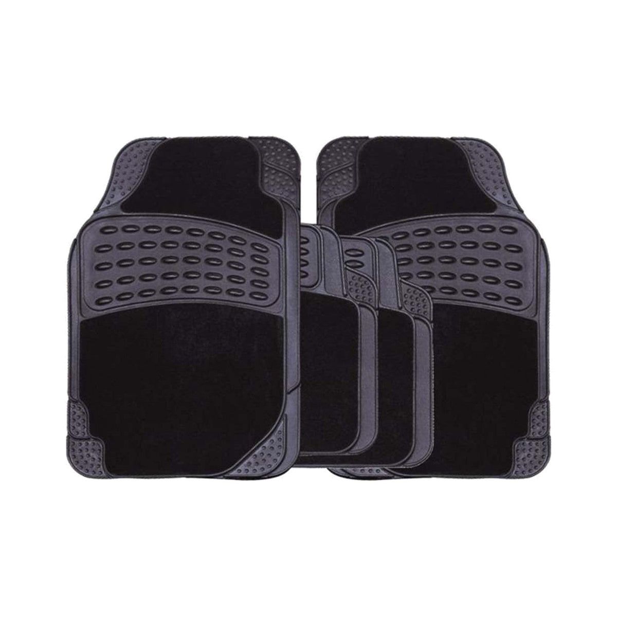 Streetwize Universal Carpet and Rubber Car Mat Set - Black, 4 Piece