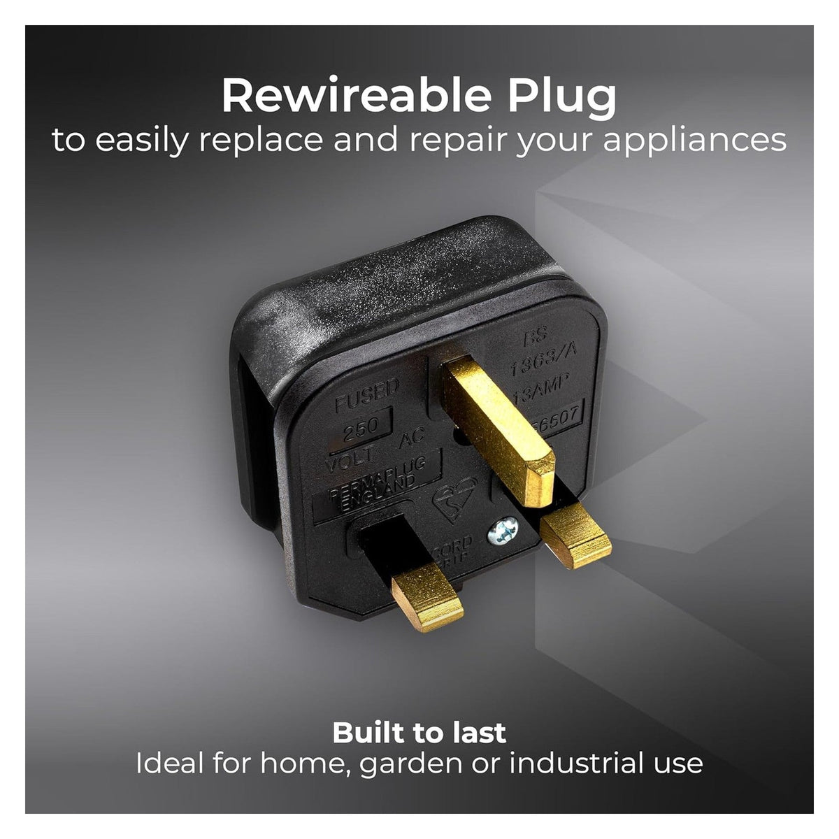 Masterplug Heavy Duty Rewireable 13A Plug Black
