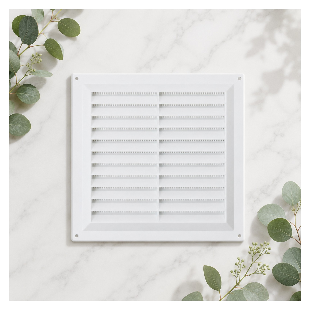 Securit Louvre Vent with Removable Flyscreen, White, 9 x 9in