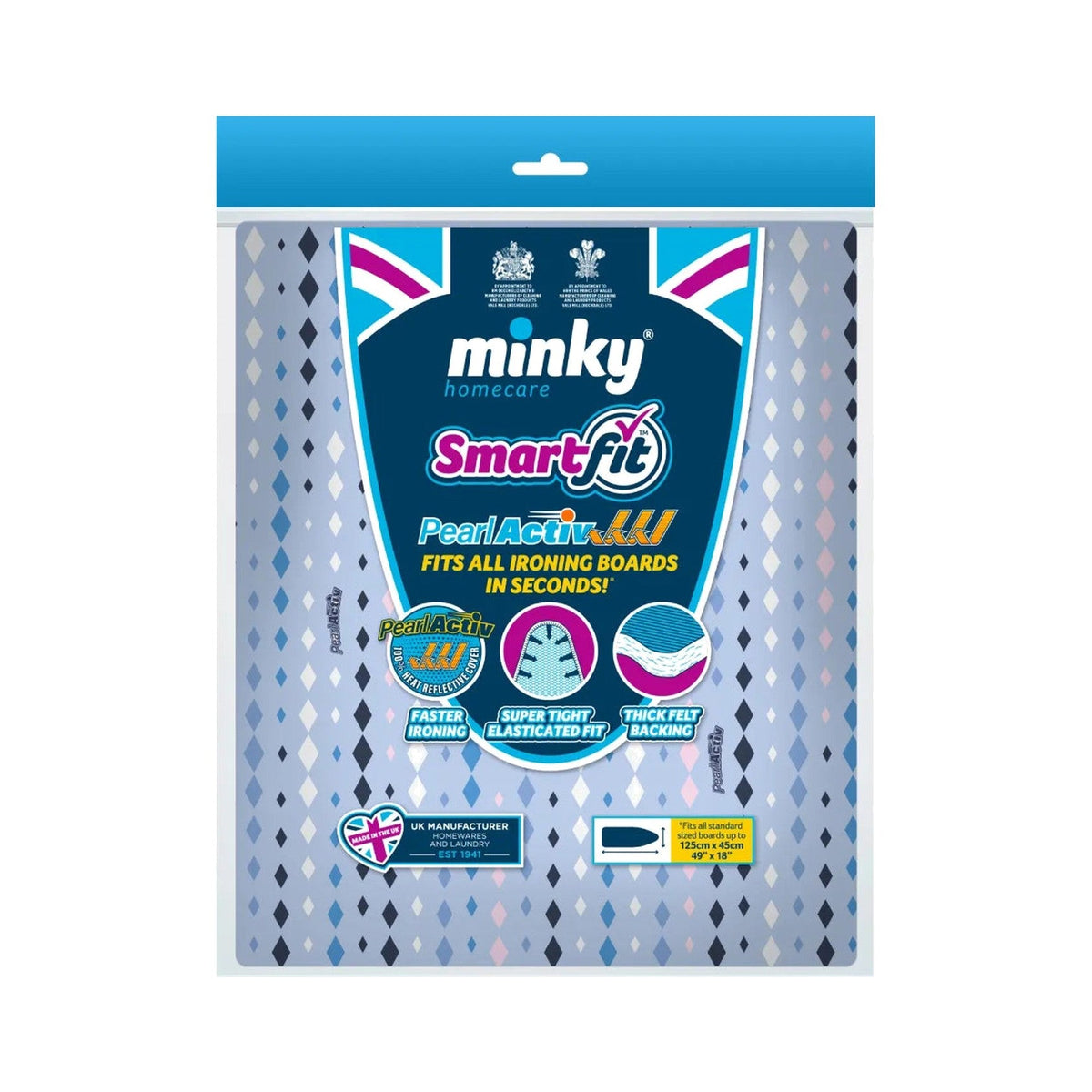 Minky Smartfit Active PearlActiv Ironing Board Cover - 125 x 45cm