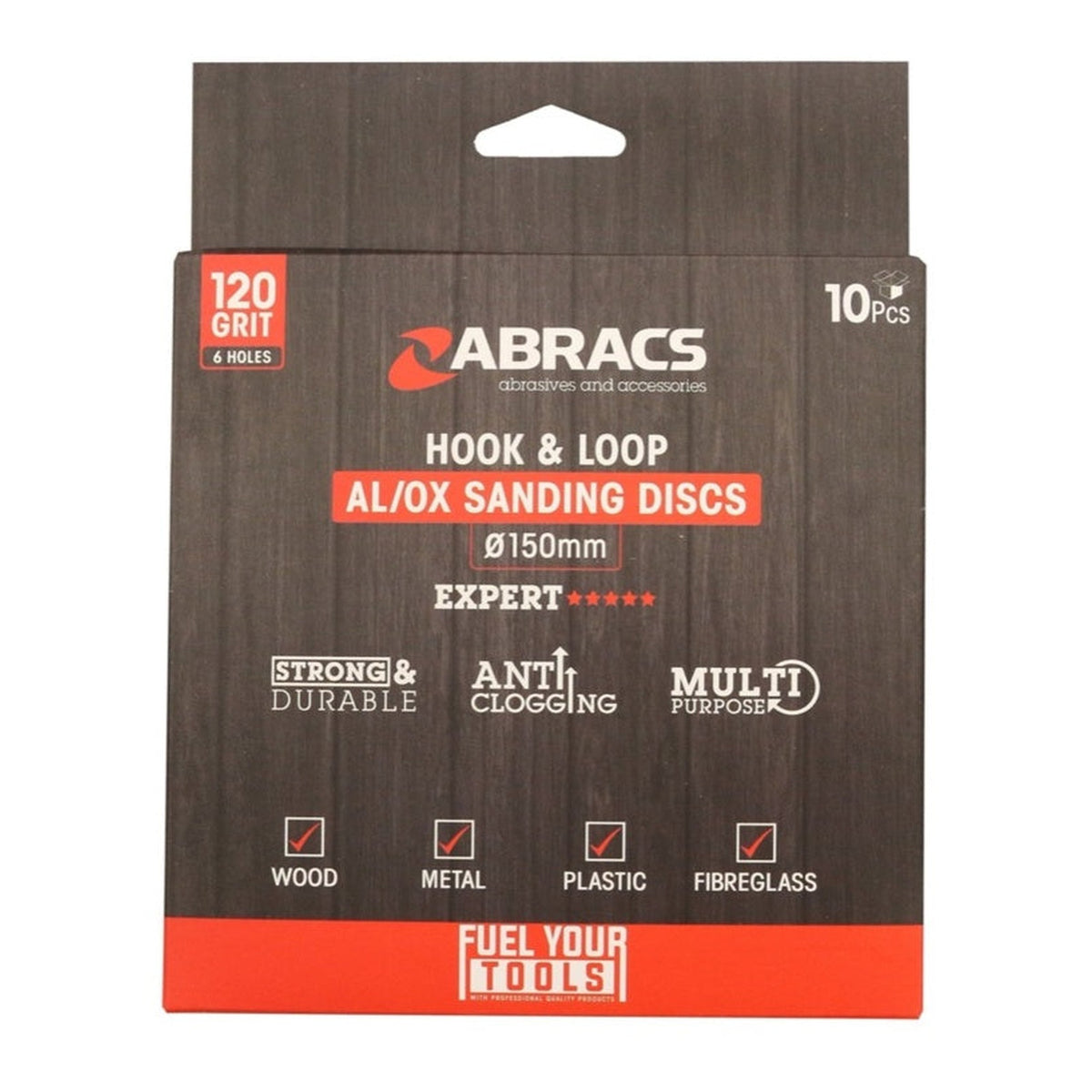 Abracs 150mm hook and loop 120 grit sanding discs pack of 10
