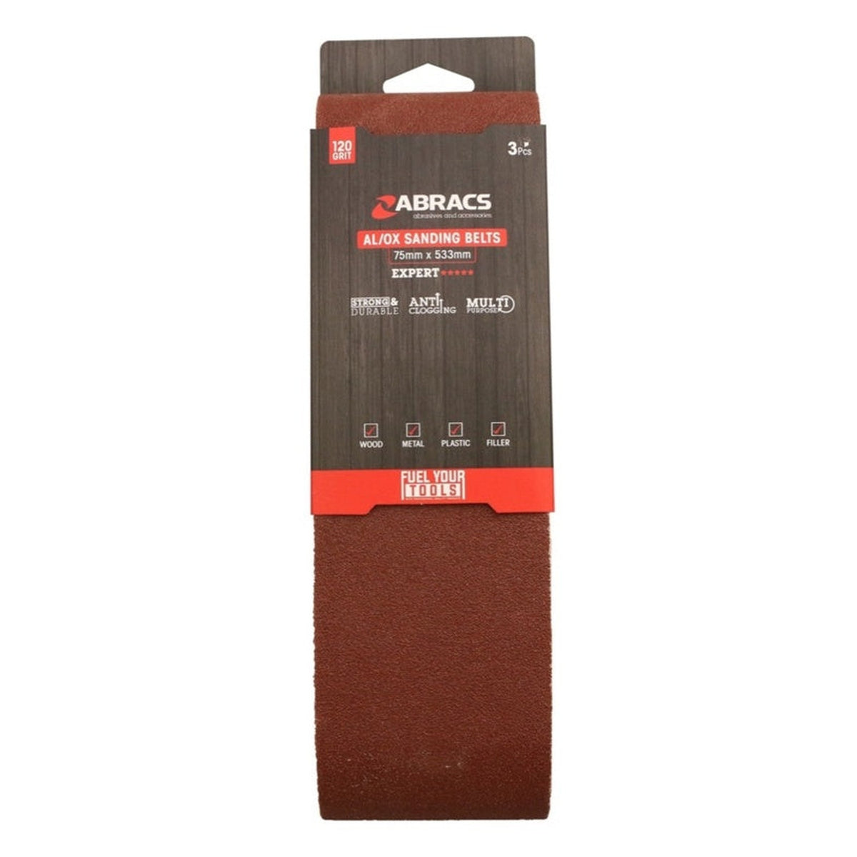 Abracs 75 x 533mm 120 grit sanding belt