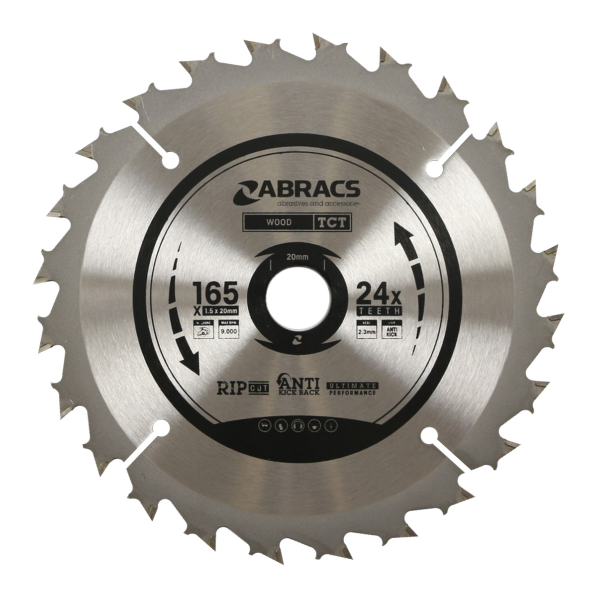 Abracs 165mm 24 tooth tungsten carbide circular saw blade