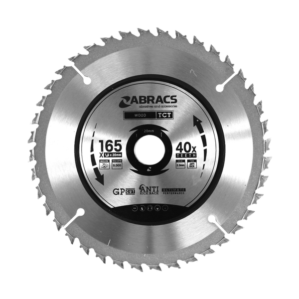 Abracs 165mm 40 tooth tungsten carbide circular saw blade
