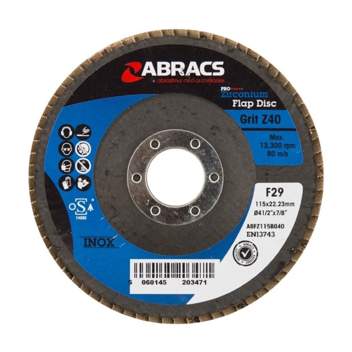 Abracs 115mm zirconium flap disc