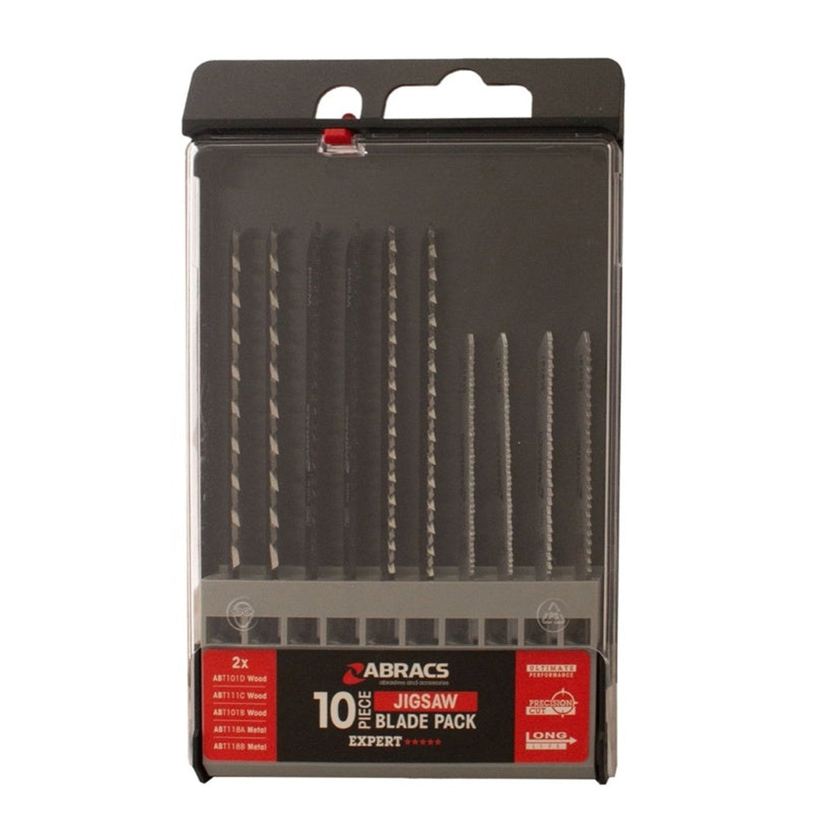Abracs assorted jigsaw blades for wood and metal, pack of 10