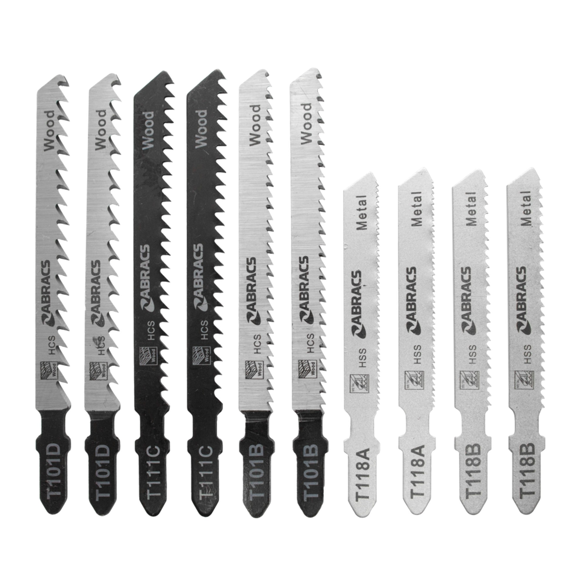Abracs assorted jigsaw blades for wood and metal, pack of 10, view 3