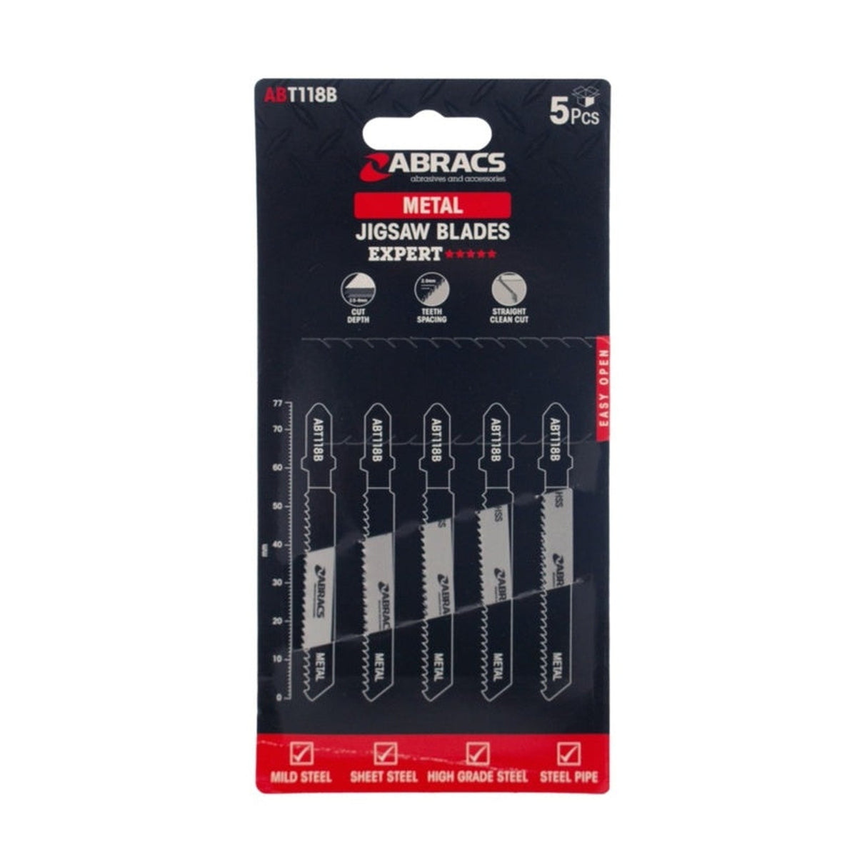 Abracs 77mm jigsaw blades for metal pack of 5