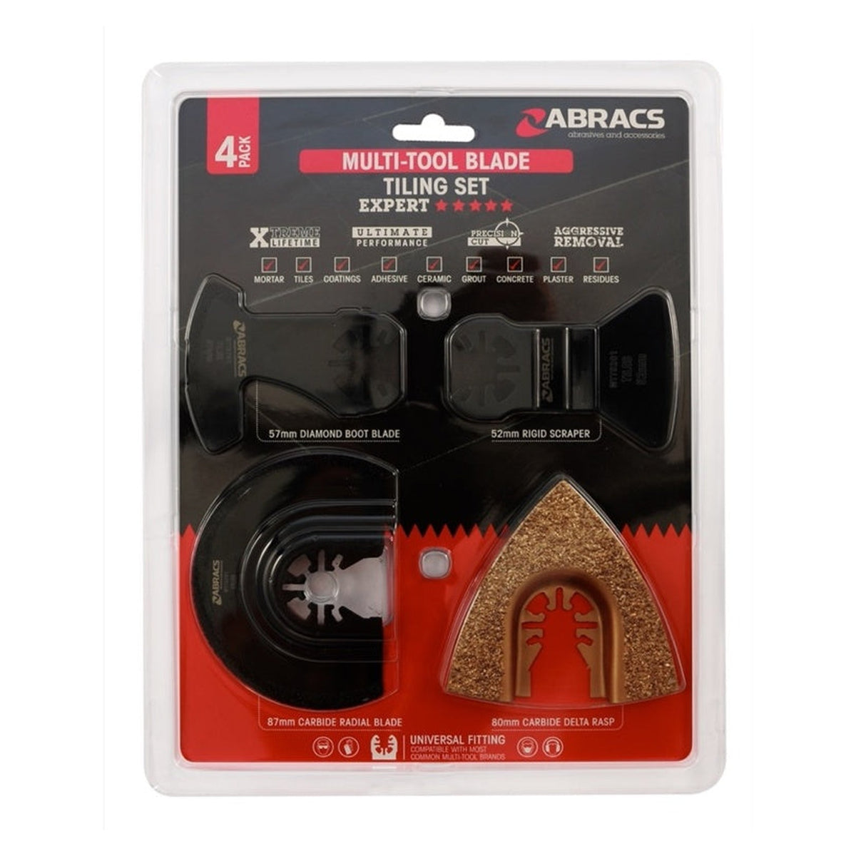 Abracs 4 piece multi tool tiling blade set, view 2