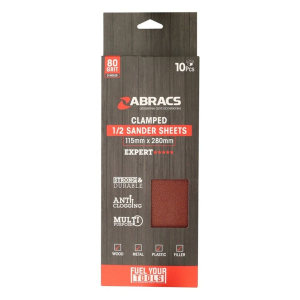 Abracs 115 x 280mm 80 grit orbital sander sheets