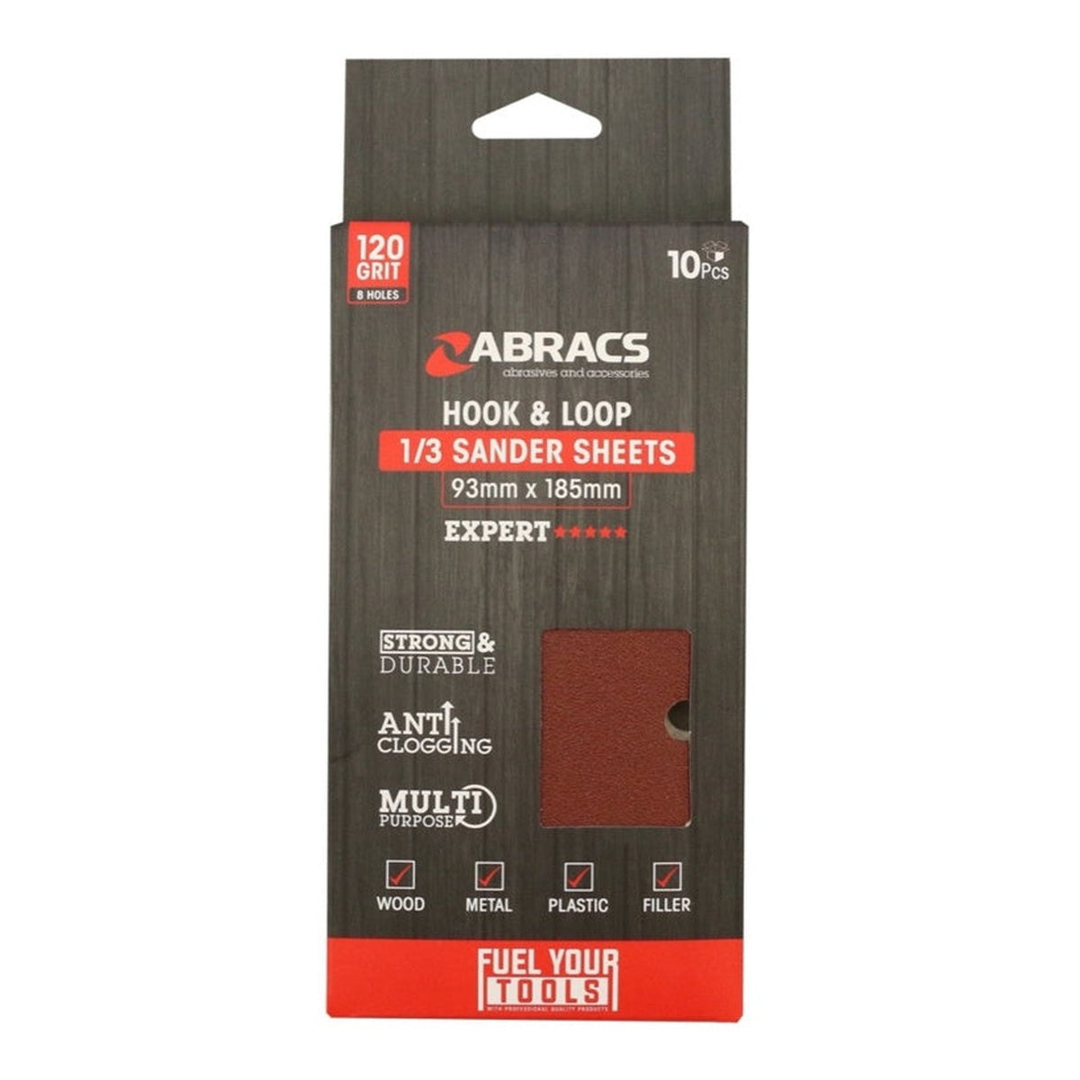Abracs 93 x 185mm 120 grit hook and loop orbital sander sheets