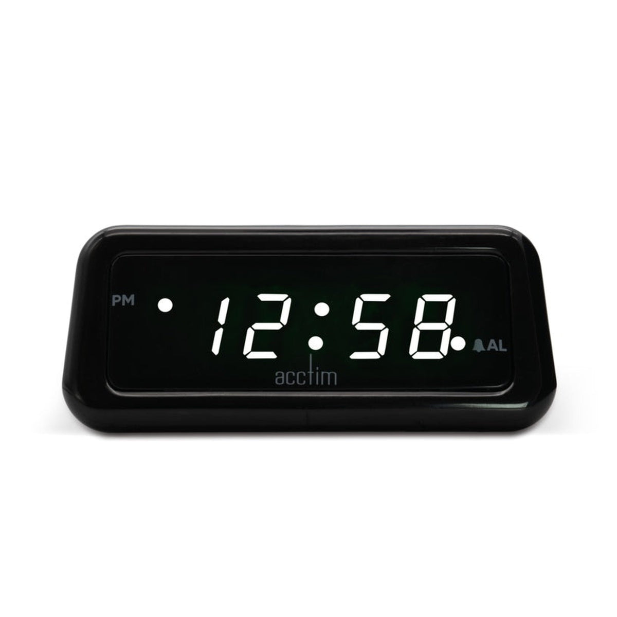 Acctim Cory black LED alarm clock with USB-C charging hub, view 2