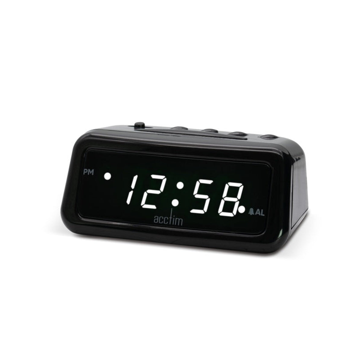Acctim Cory black LED alarm clock with USB-C charging hub, view 3