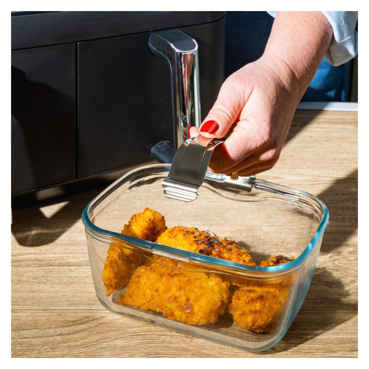 Air Fryer Rectangular Glass Dish - Dual, view 2