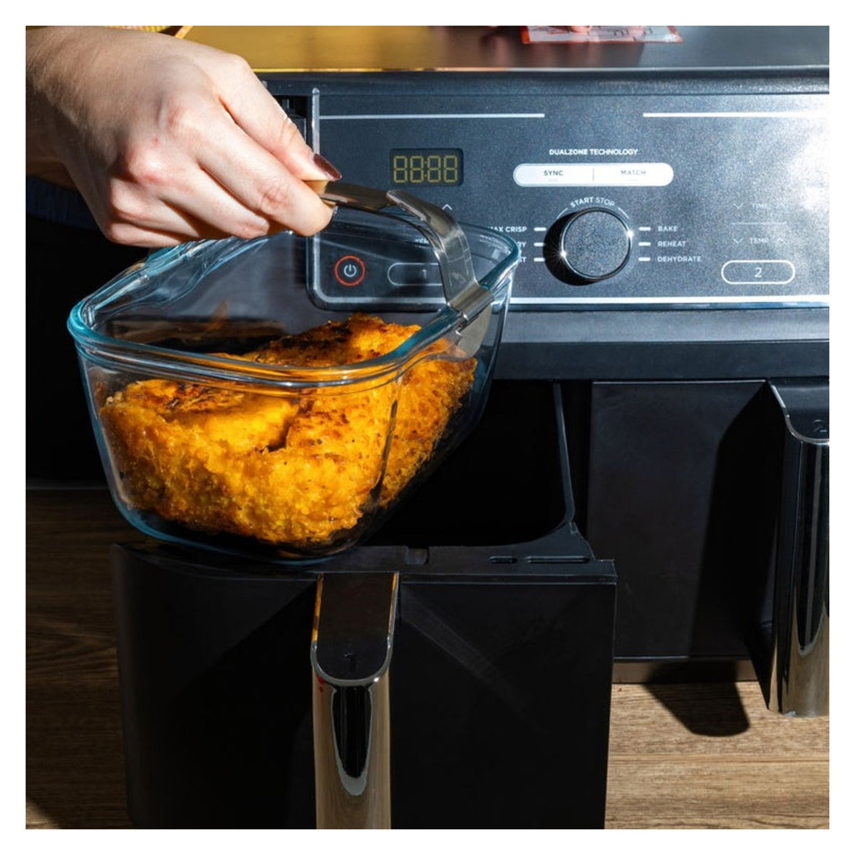 Air Fryer Rectangular Glass Dish - Dual, view 3