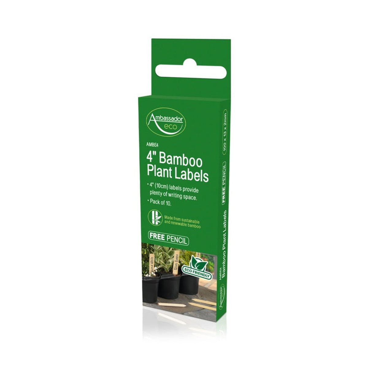 Ambassador bamboo plant labels 4 inch with pencil, view 3