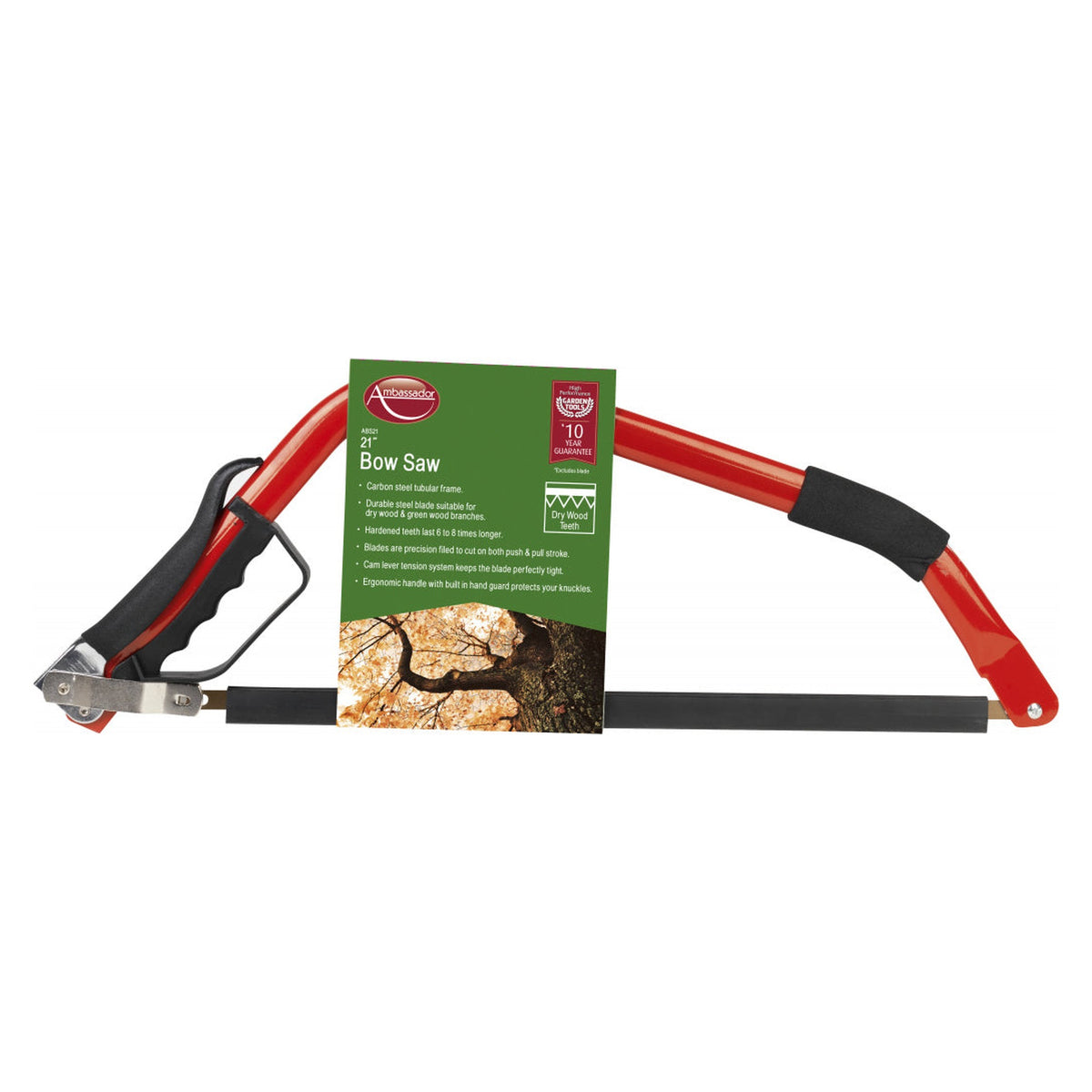 Ambassador 21 inch bow saw with tubular frame and hand guard