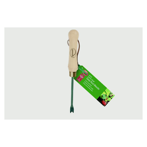 Ambassador carbon steel deep root weeder with wooden handle