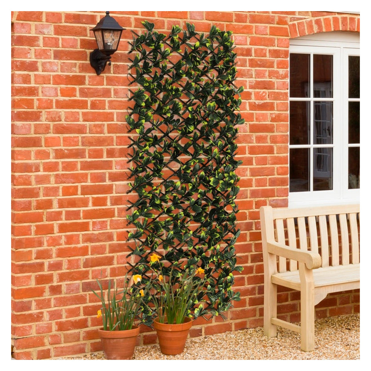 Ambassador expanding artificial trellis with green leaves, 180cm x 60cm
