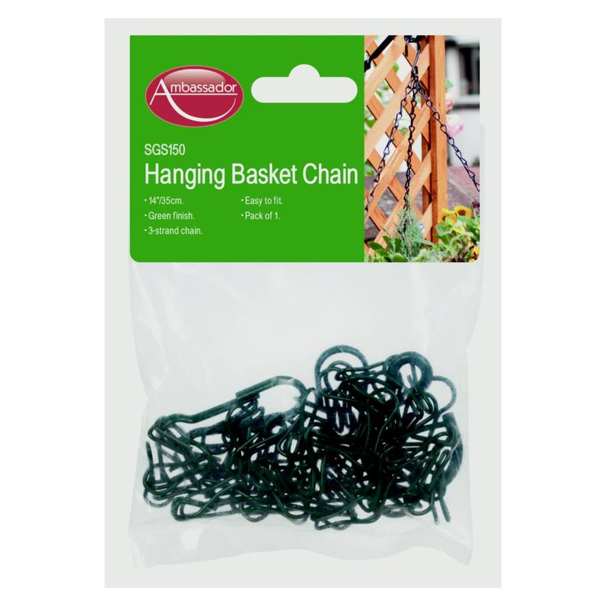 Ambassador green 14 inch hanging basket chain