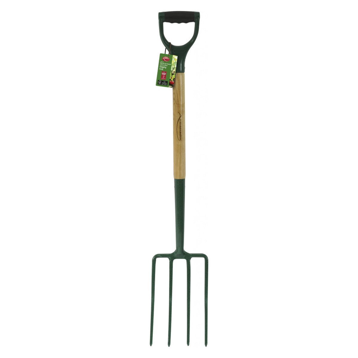 Ambassador carbon steel digging fork with ash handle