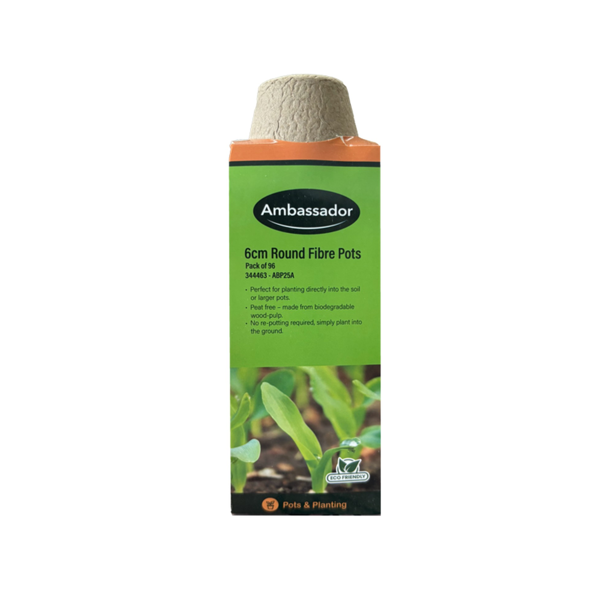 Ambassador 6cm round biodegradable fibre pots, pack of 96
