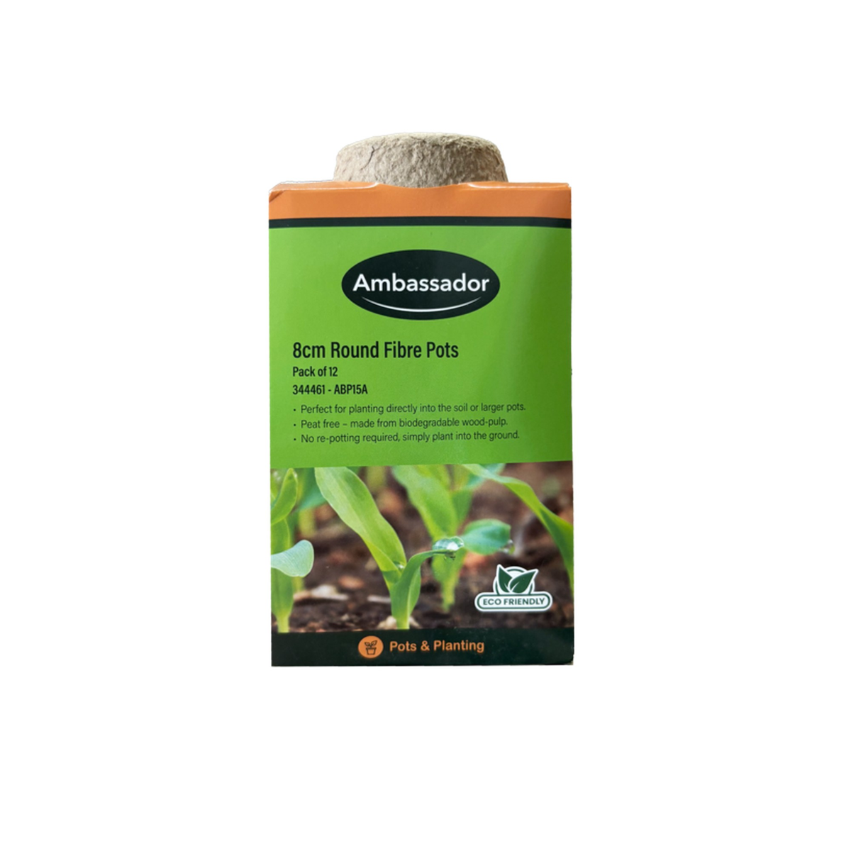 Ambassador 8cm round fibre pots pack of 12