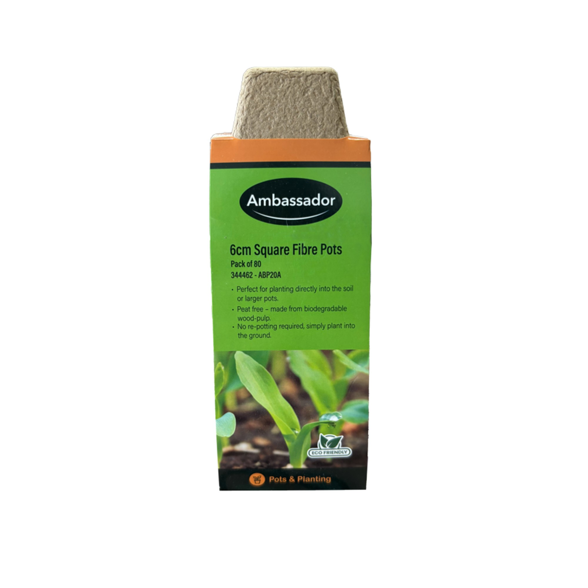 Ambassador 6cm square fibre pots pack of 80