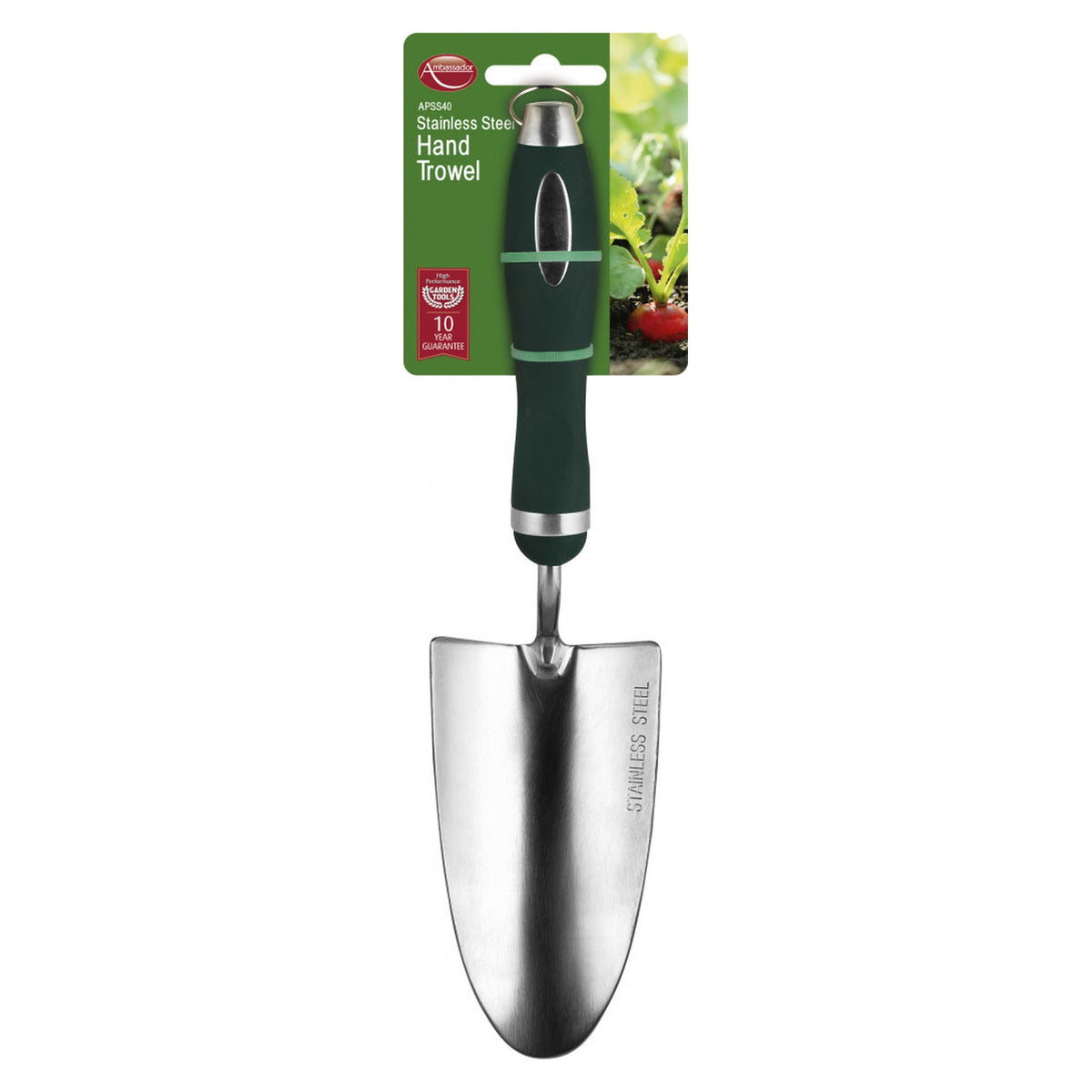 Ambassador stainless steel hand trowel with soft grip