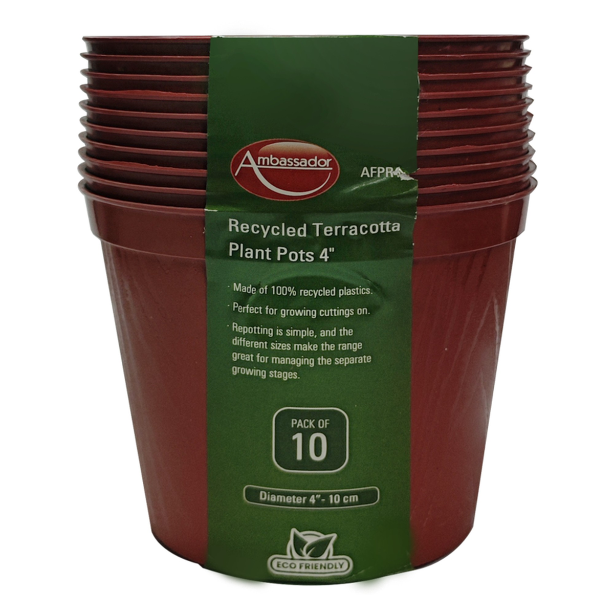 Pack of 10 Ambassador 4 inch terracotta plant pots