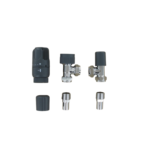 Anthracite Angled Radiator Valve Pair - 15mm