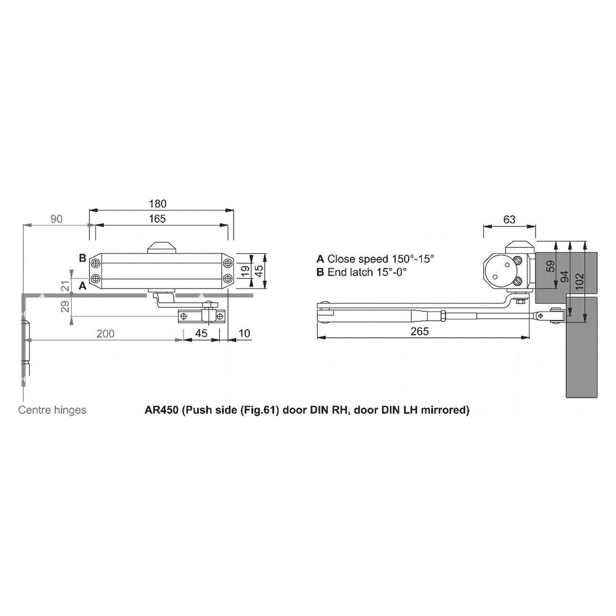 Arrone size 3 door closer, view 2