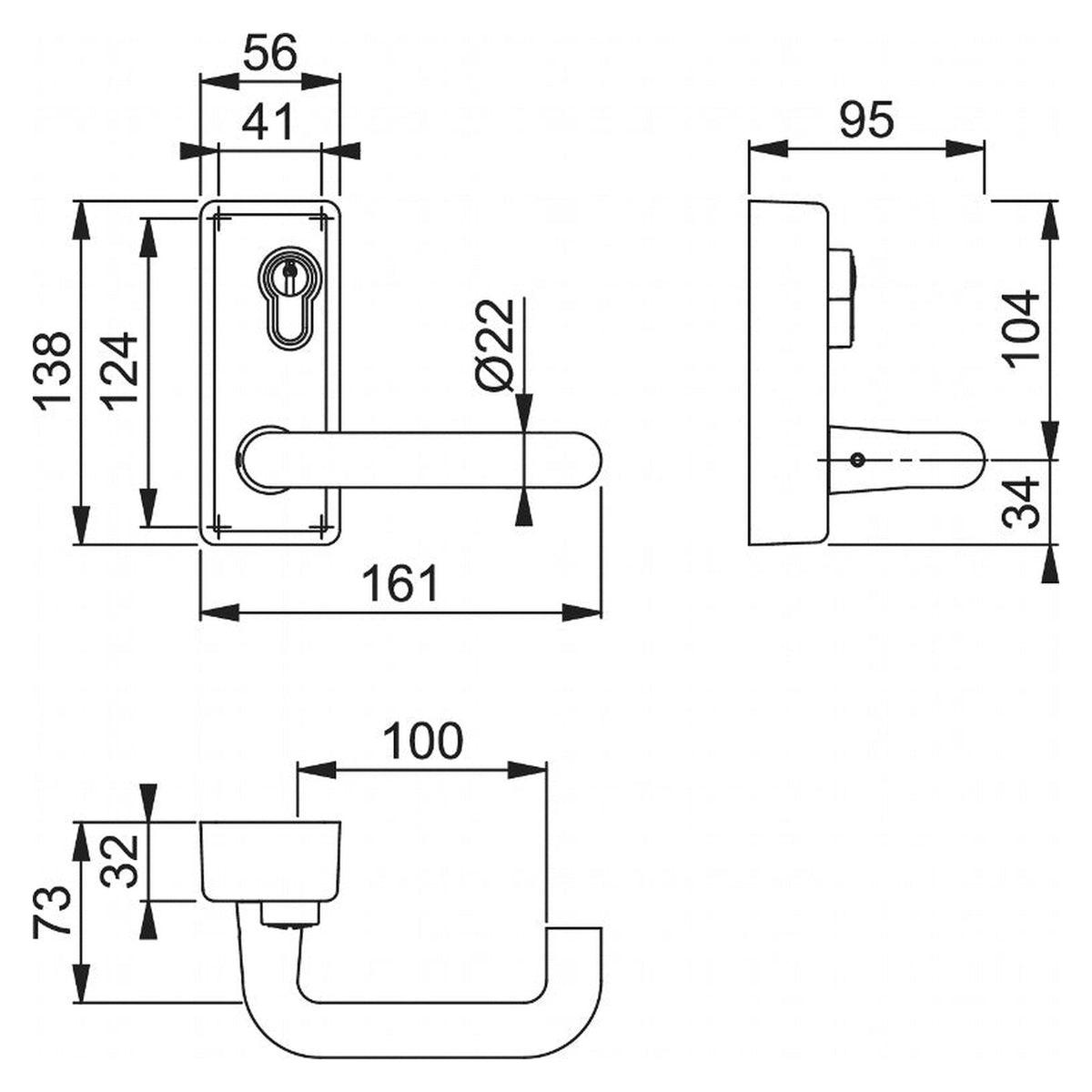 Arrone outside access device with lever operation, view 2