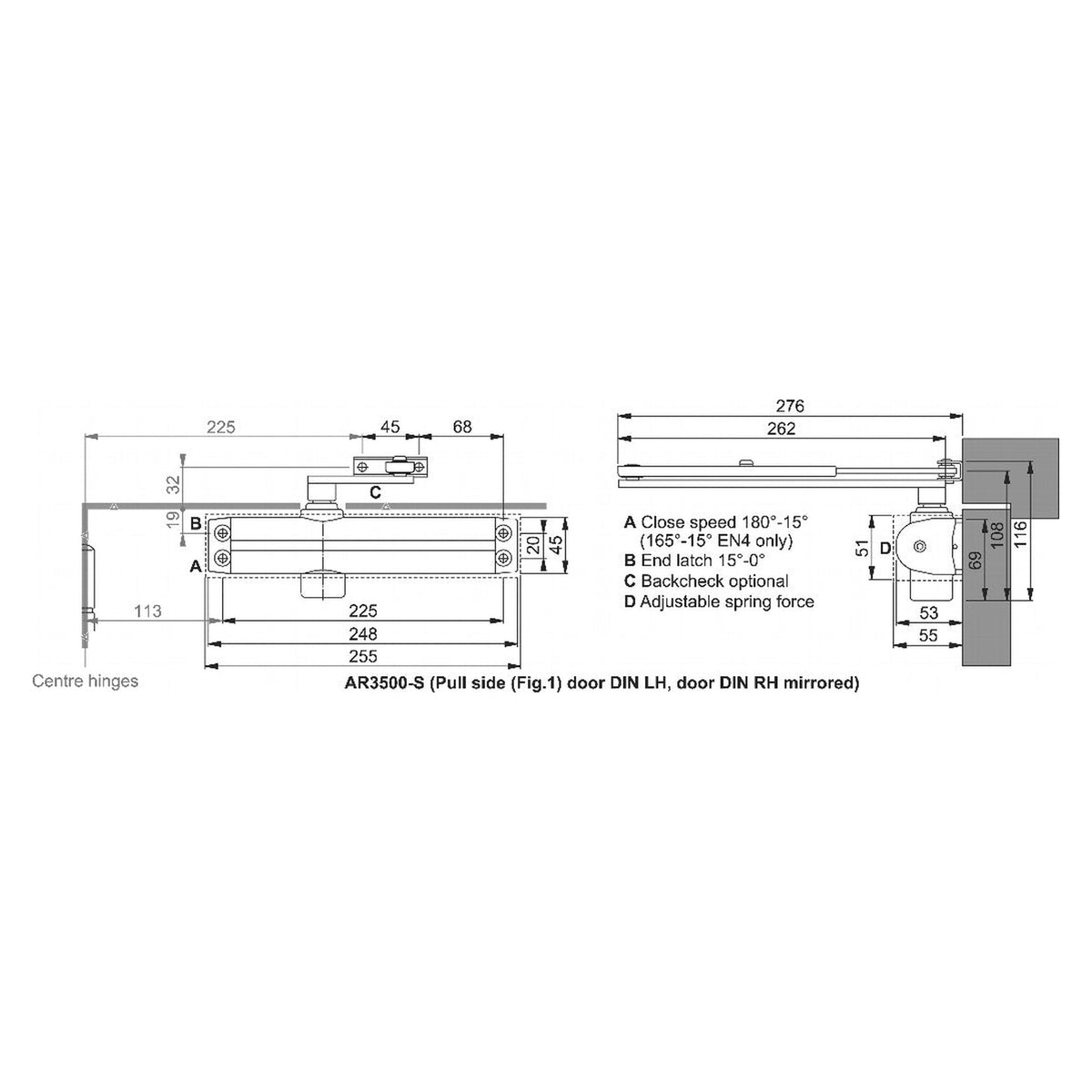 Arrone Power Adjustable Door Closer size 2-4, view 3