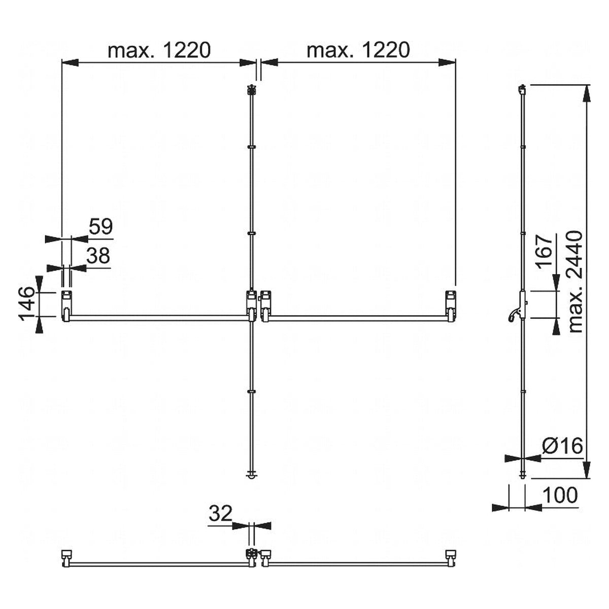 Arrone push bar panic exit for double doors, view 2