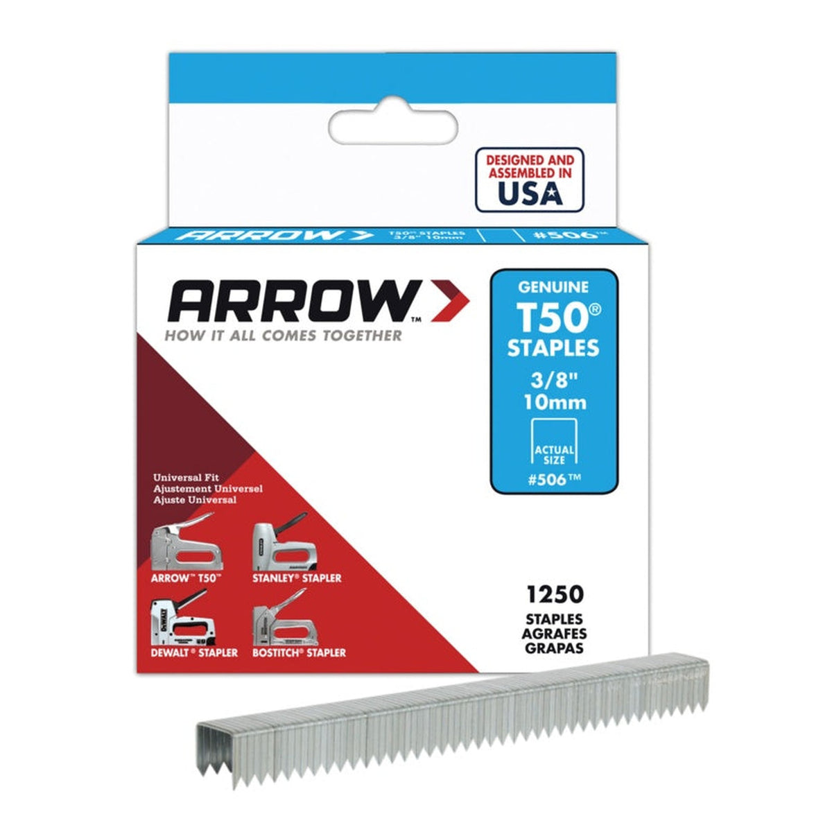 Arrow T50 staples 10mm, pack of 1250
