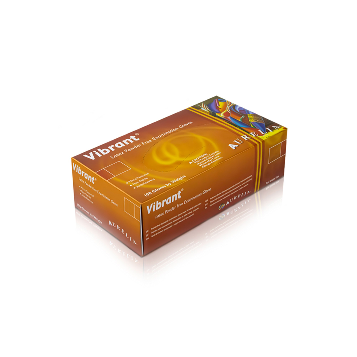 Box of 100 Aurelia Vibrant latex powder-free gloves medium