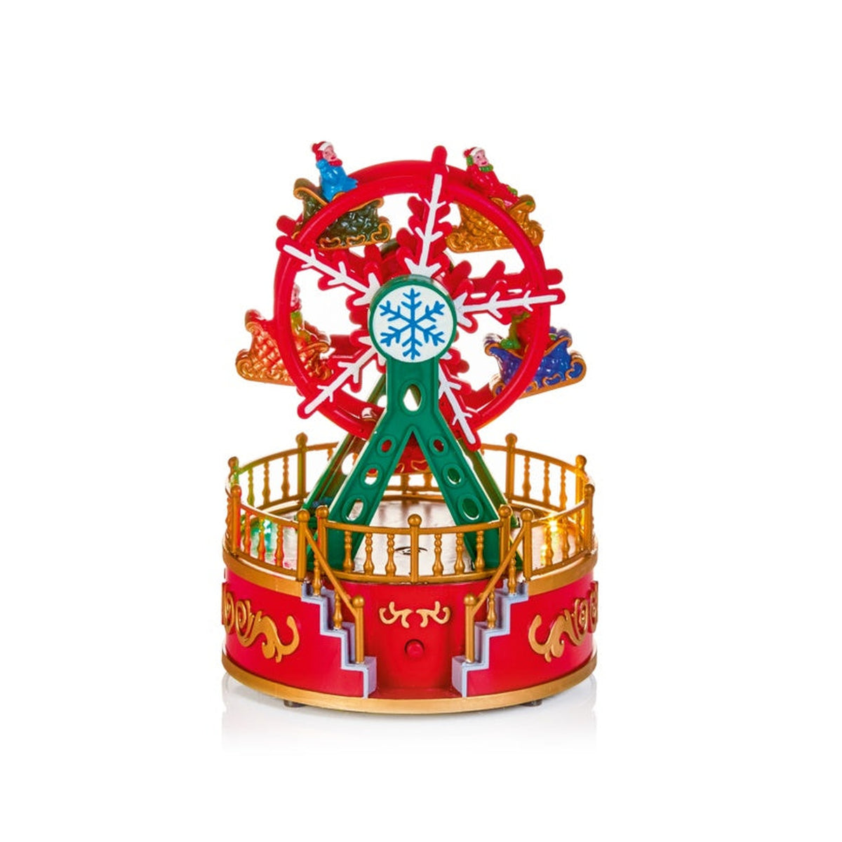 Battery Operated Lit Animated Musical Ferris Wheel - 18.5cm