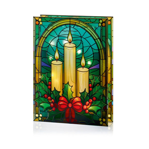 Battery Operated Lit Glass Candles Table Top 50 Warm White LEDs - 21x28