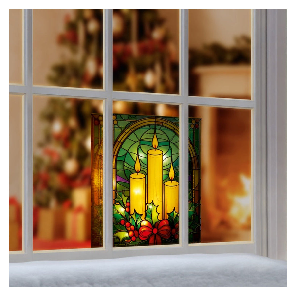 Battery Operated Lit Glass Candles Table Top 50 Warm White LEDs - 21x28, view 3