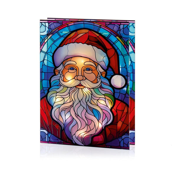 Battery Operated Lit Glass Santa Table Top 50 Warm White LEDs - 21x28