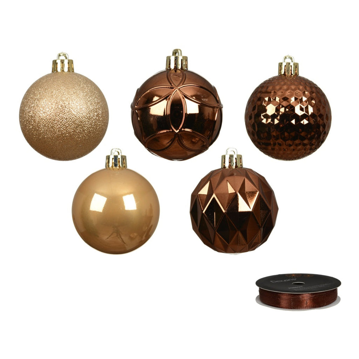 Baubles Pack 37 - 6cm Bronze, view 2