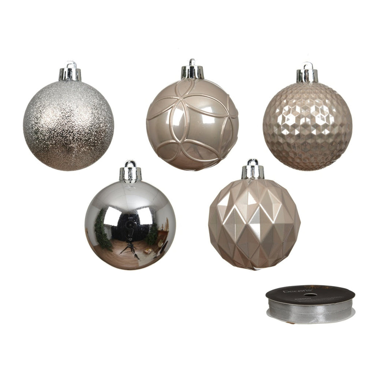Baubles Pack 37 - 6cm Silver, view 2