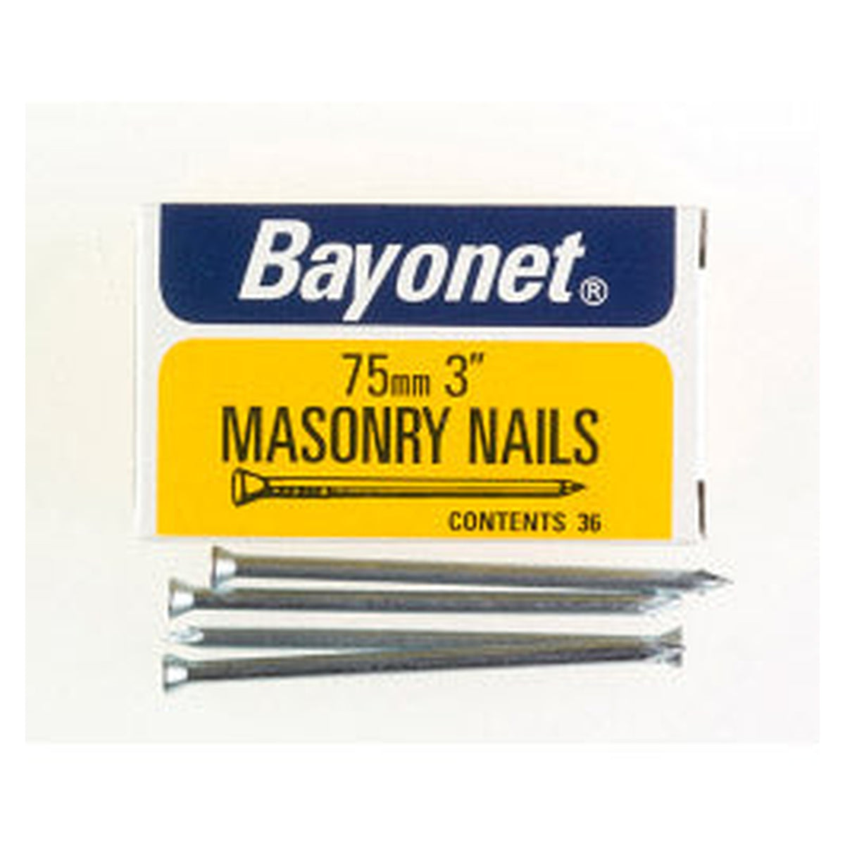 Box of Bayonet 75mm zinc plated masonry nails