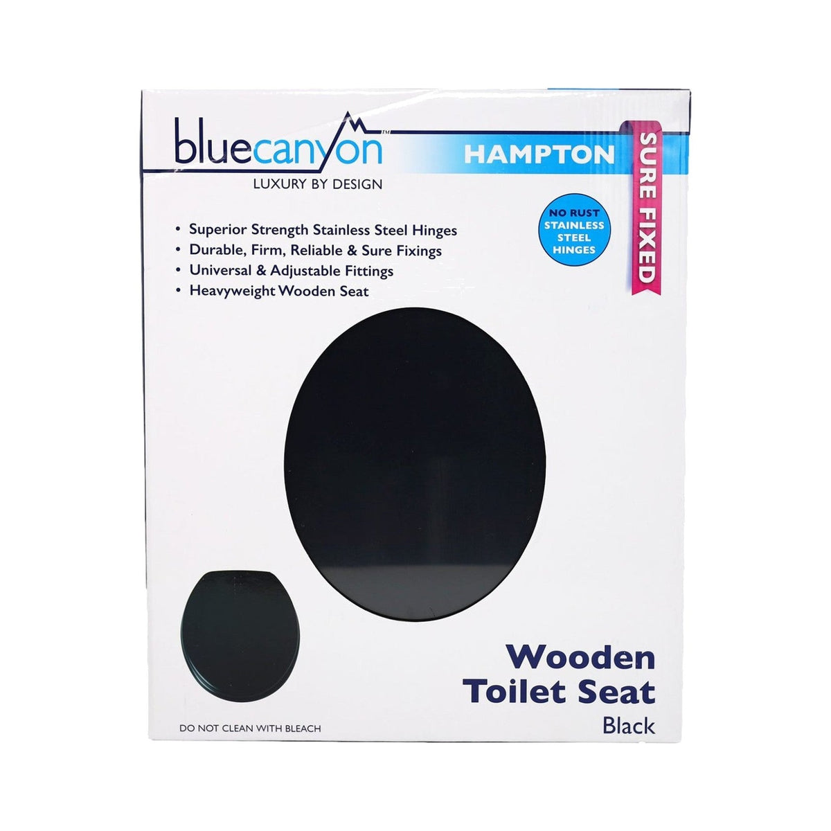 Blue Canyon Hampton Black Wood Effect MDF Toilet Seat