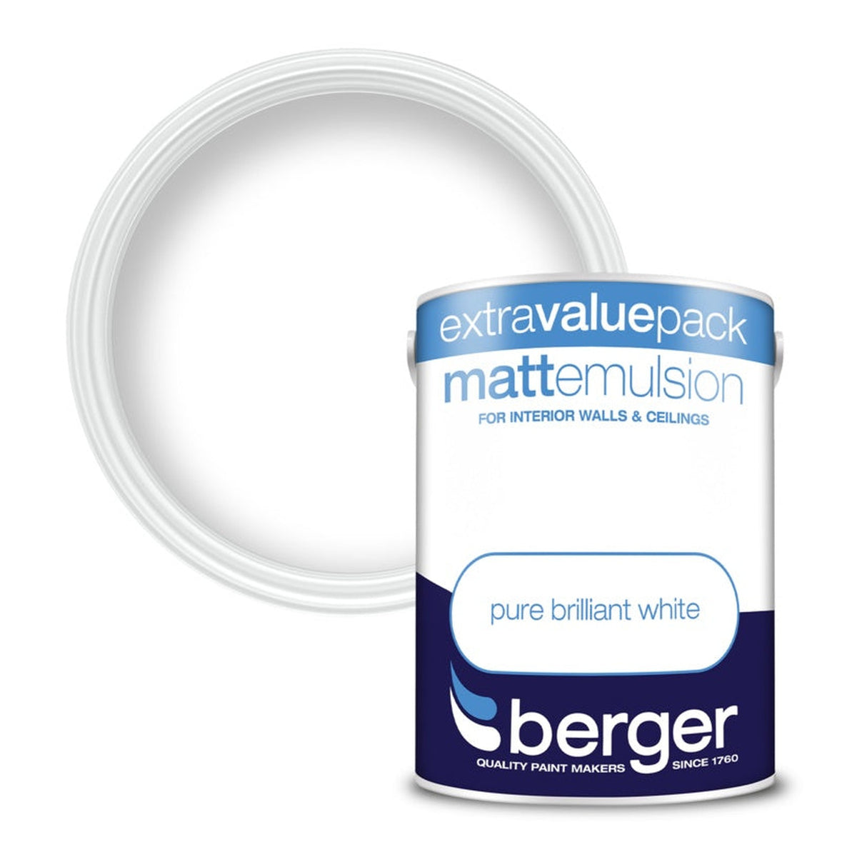 Berger Matt Emulsion 3L tin in Pure Brilliant White