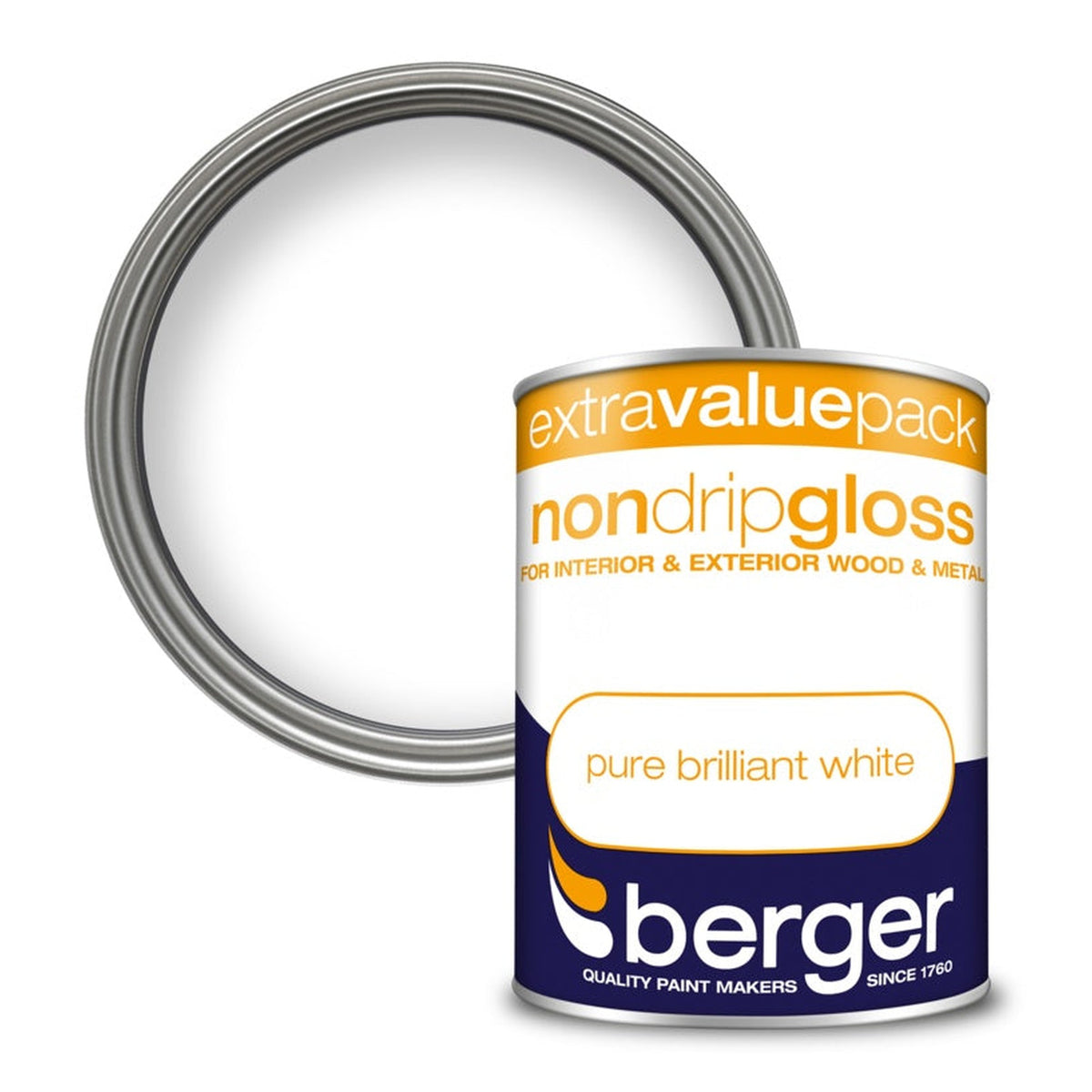 Berger Non Drip Gloss Pure Brilliant White 1.25L tin