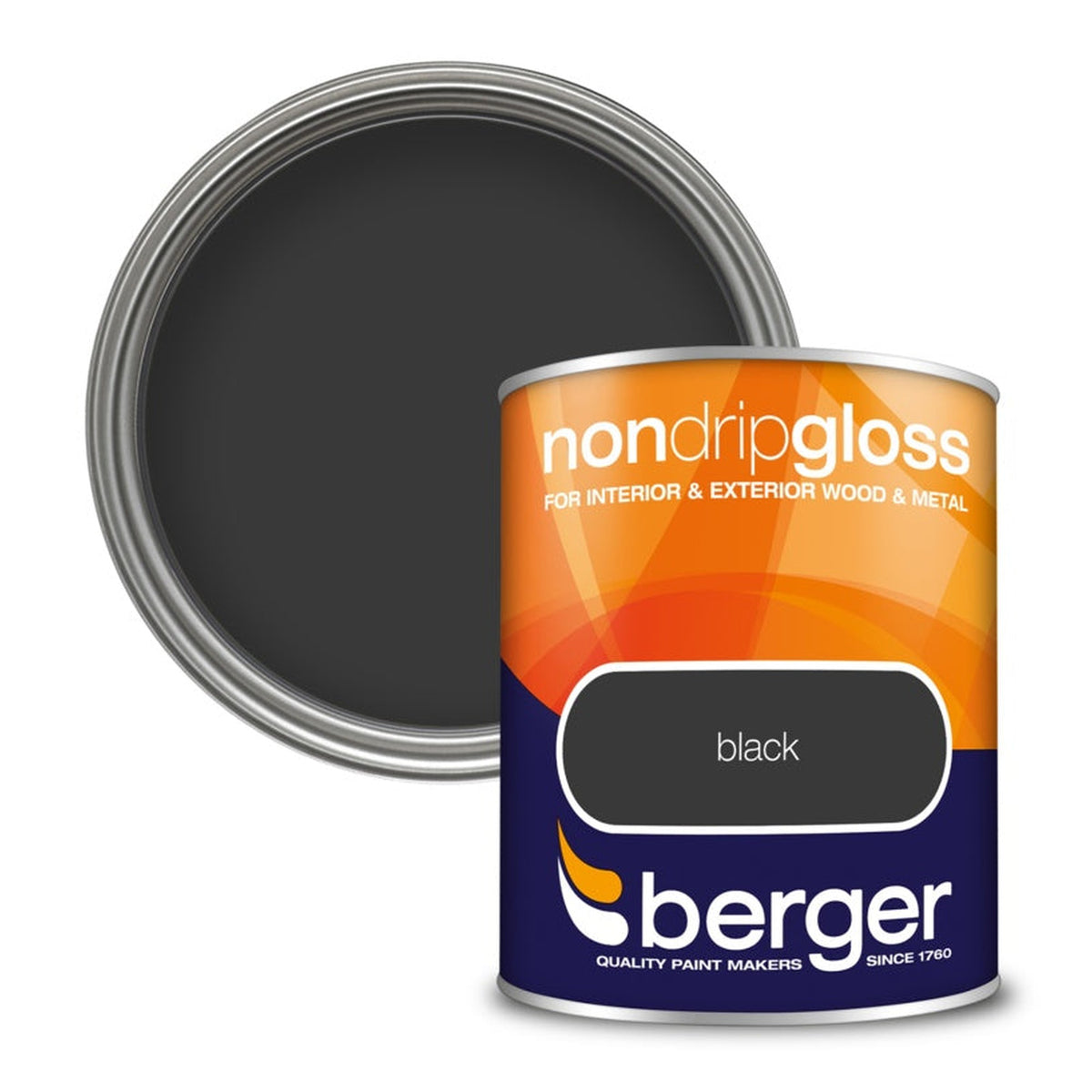 Berger Non Drip Gloss black 750ml tin