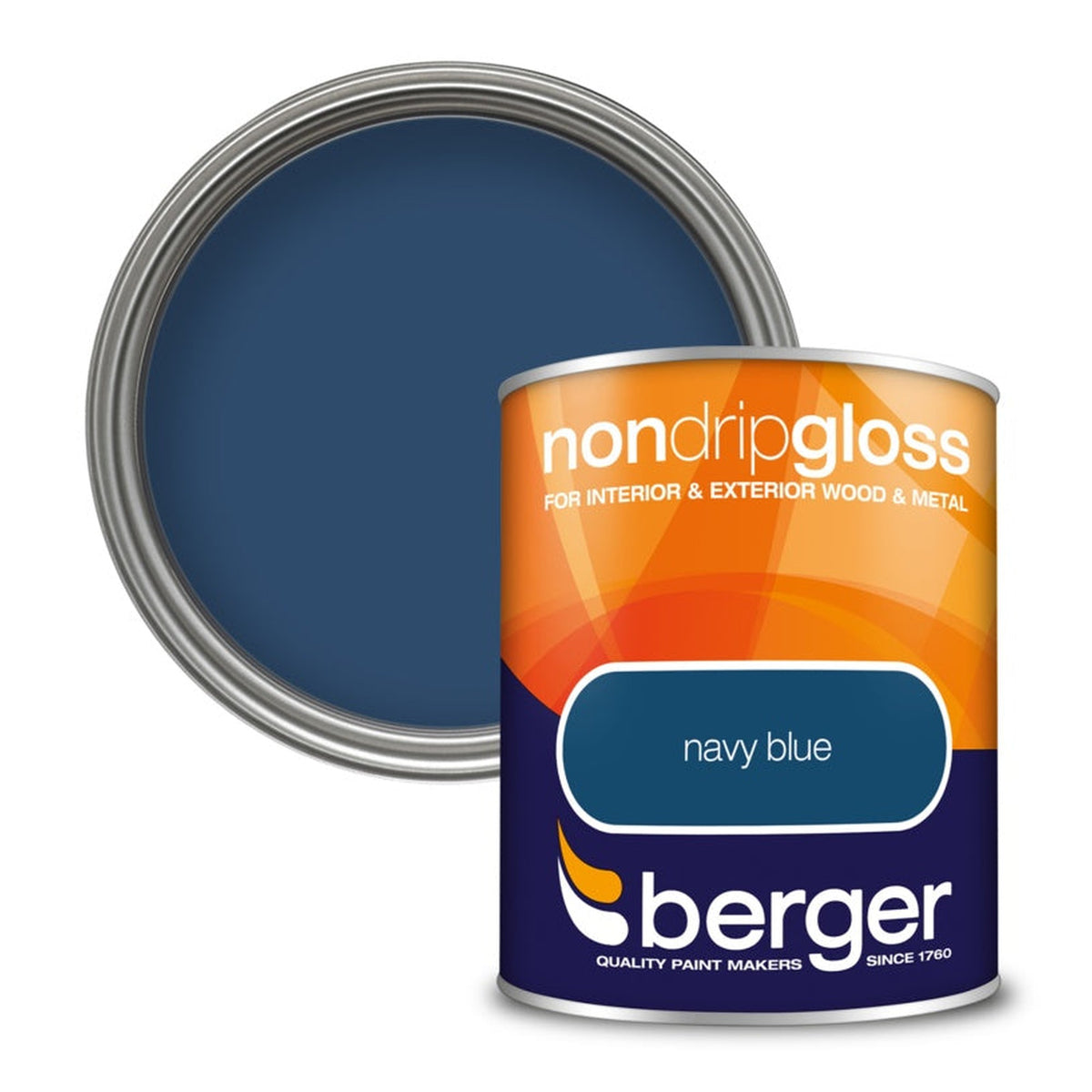 Berger Non Drip Gloss 750ml tin in Navy Blue